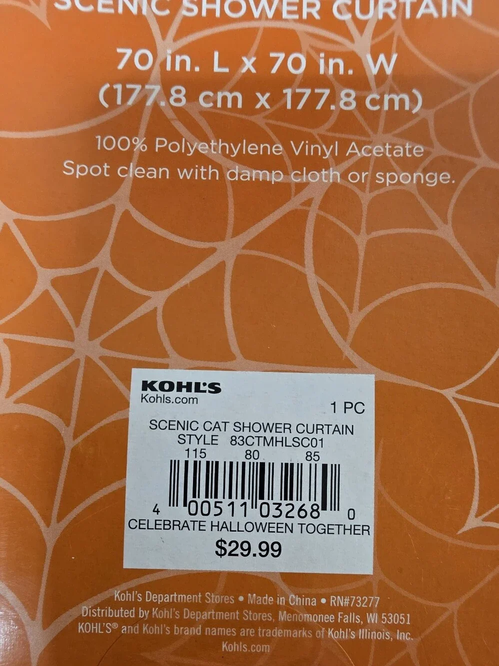 Celebrate Halloween Together Orange Black Scenic Cat Shower Curtain Glow In Dark